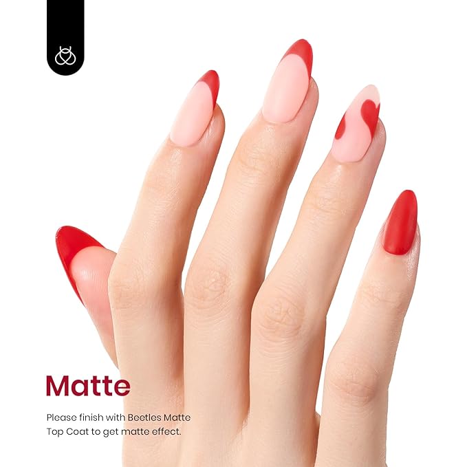 Beetles Red Gel Polish,Crimson Gorgeous Gel Polish, Red Color Nails Glossy Long Lasting Soak Off U V LED Gel for Nail Art Salon Quality DIY