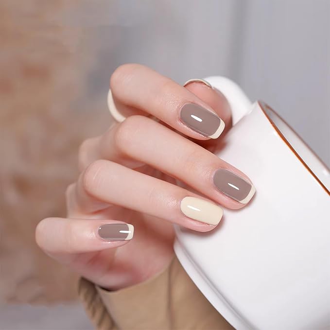COSMOO Light Coffee Nail Polish, Elegant Quick Dry Nail Lacquer for Nail Art Varnish,0.41 fl oz Fast Drying Polish, Brown