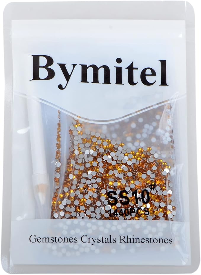 2880PCS Art Nail Rhinestones Non Hotfix Glue Fix Round Crystals Glass Flatback for DIY Jewelry Making with one Picking Pen (ss10 2880pcs, Topaz)