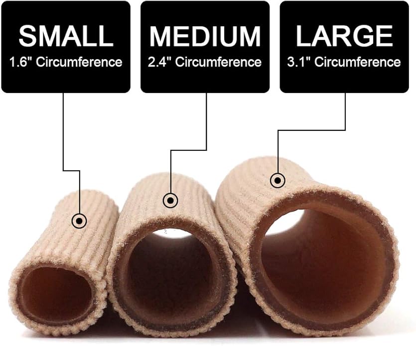 Dr. Foot's Toe Tubes-3 Pcs-Fabric Sleeve Protectors with Gel Lining Pad The Toes to Prevent Corn, Callus & Blister-Bunions Sore Corns Hammertoes Gel Toe Separators Protector