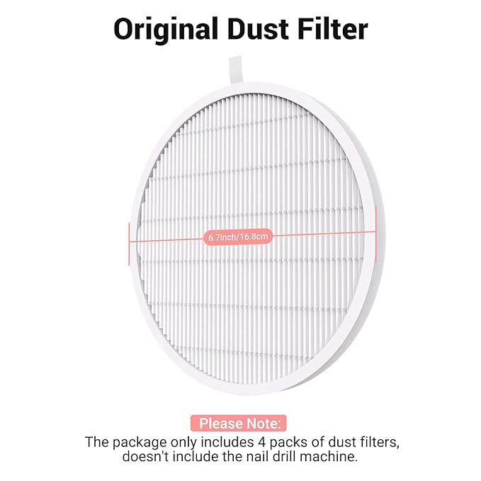MelodySusie Nail Dust Collector Replacement Filter 4 Pack, Reusable Dust Filter for MelosySusie Nail Dust Collector Vacuum Fan Dust Collector Extractor Electric Dust Suction Machine