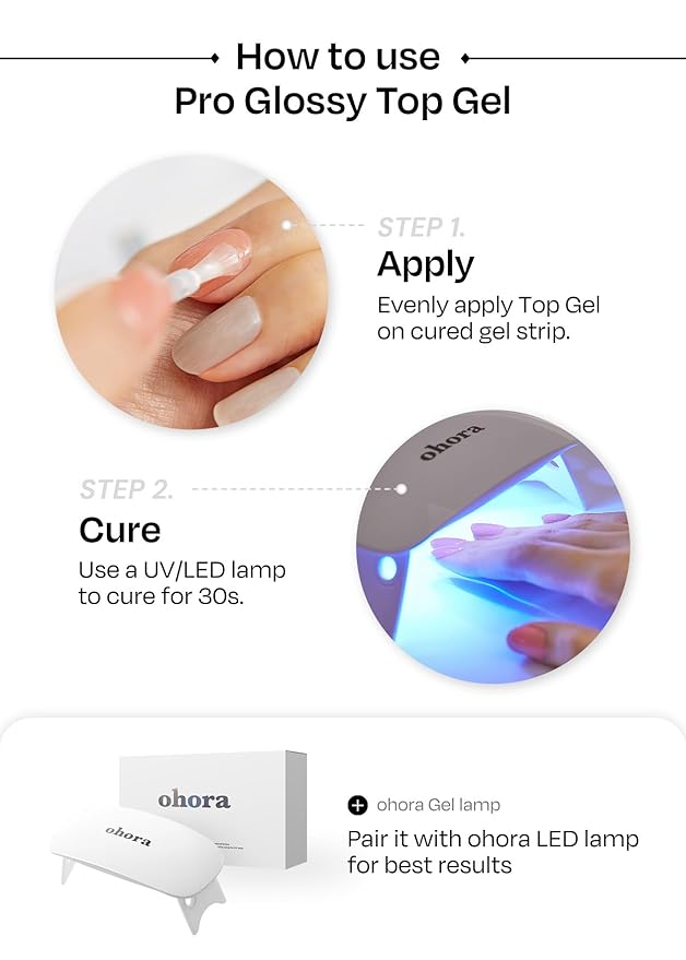 ohora Bundle Set (Nail Essential Duo) - Easy Peel Remover & Top Gel Value Care Combo, Use with Any Semi Cured Gel Nail Strip, Easy to Use, Gentle Formula