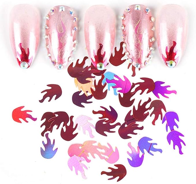 12 Colors Fire Glitter Sequins Shape Flakes Nail Art Designs Stickers Laser 3D Glitters Decor Women Girls Holographic Nail Accessories Shine Decorations