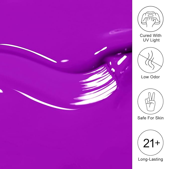 Imtiti Purple Gel Nail Polish, Purple Lavender Nail Gel Polish High Gloss Soak Off UV LED Spring Summer Nail Art Manicure Salon DIY Design 10ML