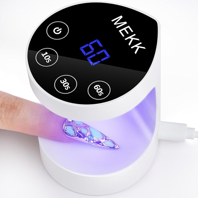 MEKK Mini UV Light for Nails,Peach-Shaped Mini UV LED Nail Lamp with Auto-Sensor,8 Beads,16W,4 Timer,Professional Flash Cure Nails Lamp Small Gel Nail Light for Salon & Home DIY Use