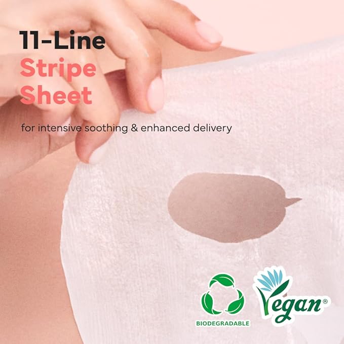 SAM’U PH Sensitive Relief Fit Face Mask – Redness-Reducing & Calming Vegan Sheet Mask with 5 Cica Complex and Tea Tree, Soothing Travel-Friendly Korean Skincare (5 Sheets)