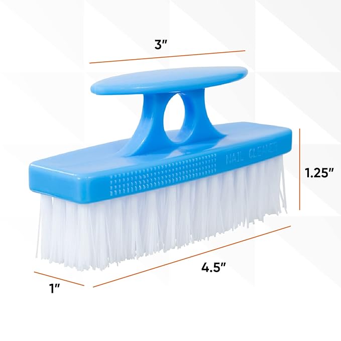Nail Brush for Cleaning Fingernails, Nail Scrubber Brush, Toe Foot Hands Fingernail Brush Cleaner- Small Scrub Brush- All-Purpose Stiff Cleaning Brush (3 Pack, Blue)