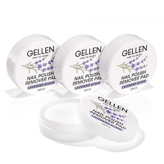 Gellen Nail Polish Remover Pads Acetone Free, Lavender Sent Nail Polish Remover Wipes for Fingernail Toenail, No Drying Formula,140pcs Travel Size Bulk Set, No Leakage, Long-lasting For 12+ Months