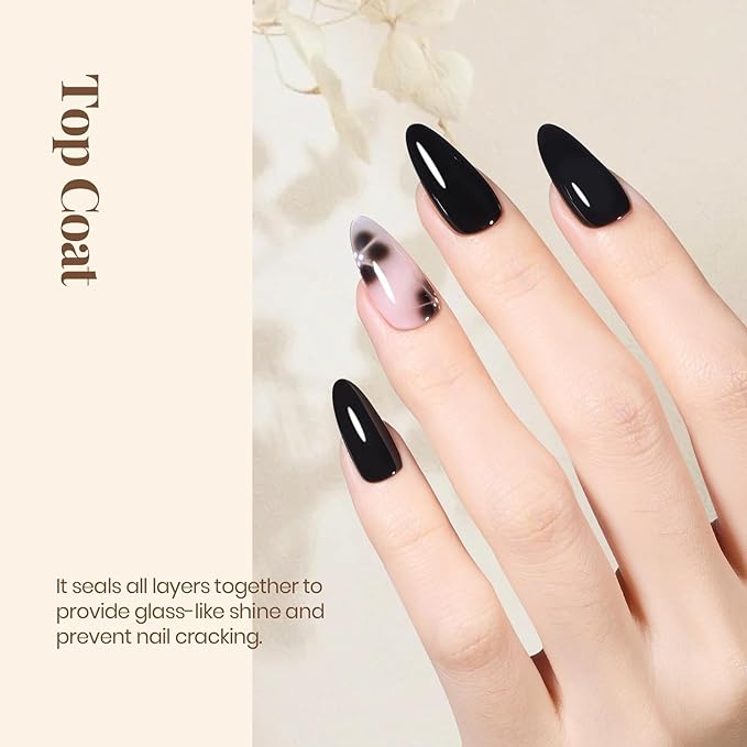 beetles Gel Polish 2Pcs 15ml No Wipe Top Coat Gel Nail Polish High Gloss Shiny Long-Lasting Clear Gel Top Coat, Soak Off Nail Lamp, Christmas Nails Home DIY Manicure and Nail Salon Gifts for Girls