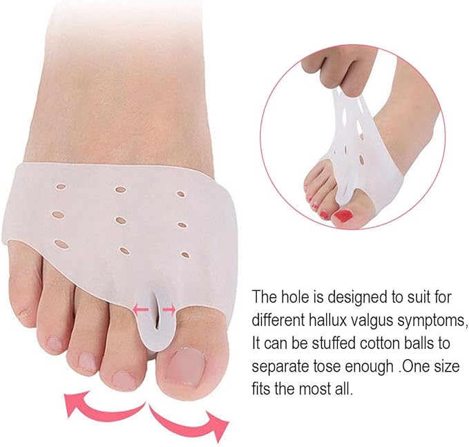 Gel Toe Separators Metatarsal Pads, Breathable Toe Straightener for Overlapping Toes, Bunion Corrector, Hallux Valgus Forefoot Pain Relief, Overlapping Toes, Blisters, Reusable Toe Stretchers
