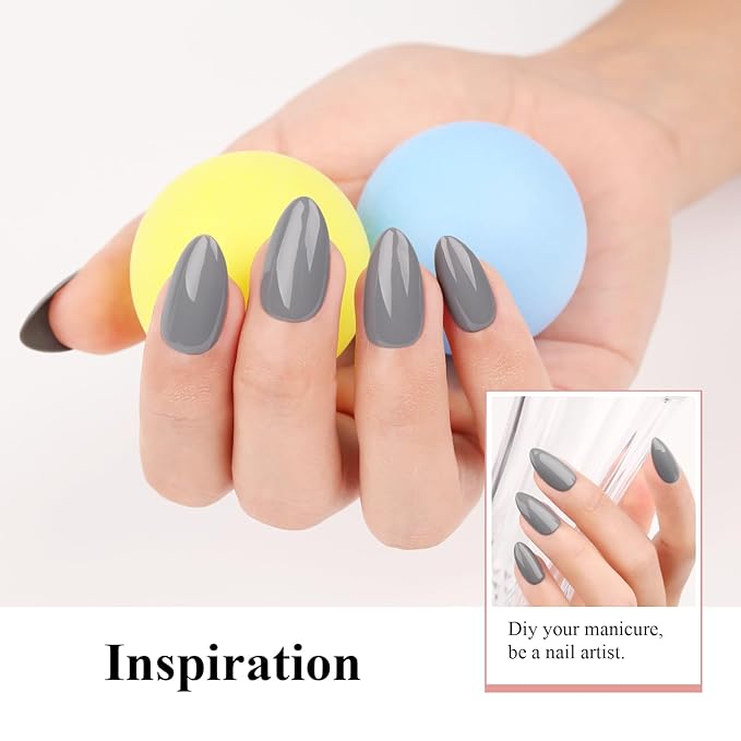 Imtiti Medium Grey Gel Polish, 0.5 Fl Oz, Soak Off LED UV Nail Gel Kit for Autumn Winter DIY Nail Art Manicure Salon