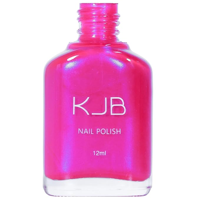 Hot Pink Nail Polish, Quick Dry Nail Lacquer, Deep Neon Pink Blue Shimmer Glitter Nail Polish, Chip-Resistant & Longwear Formula, High Shine Finish,Salon-Quality for Women 0.41 fl oz