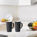 20 OZ Large Ceramic Coffee Mug Simple Pure Black Mug Set of 2 Plain Tall Milk - Image 6