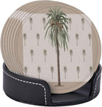 6 Pcs Tropical Plants in Summer Beach Palm Tree Leather Coasters - Image 6