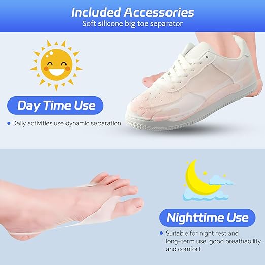 Adjustable Bunion Corrector for Women & Men Big Toe – The toe straightener Brace designed to relieve bunion discomfort – Built-in Night Bunion Correctors for Resting Comfort and Hallux Valgus Support