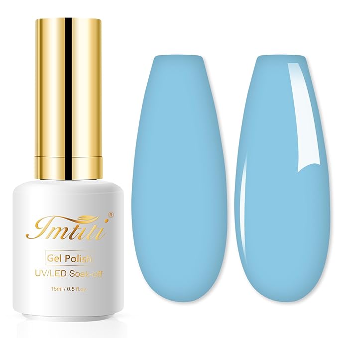 Imtiti Light Blue Gel Nail Polish, 1 Pcs 0.5 fl oz Light Sky Blue gel nail polish Color Soak Off Gel Polish Nail Art Manicure Salon DIY Nail Lamp Gel Nail Design Christmas Decoration