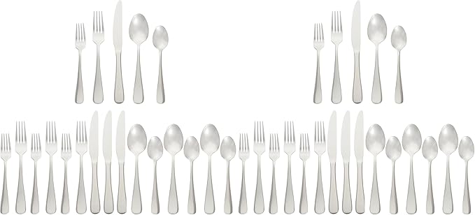 Amazon Basics Silverware Set, Stainless Steel Flatware, Dishwasher Safe by AmazonBasics