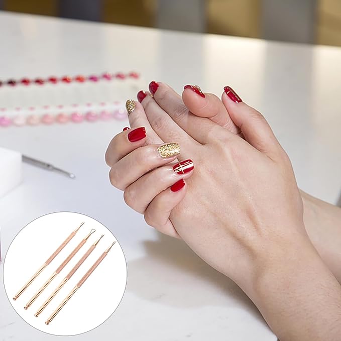 4 Pcs Stainless Steel Cuticle Pusher Gel Remover Tool Nail Art Gel Nails Gel Triangle Cuticle Pusher Polish Remover Tool Stainless Steel Nail Gel Remover Peeled Peeler Lip Gloss