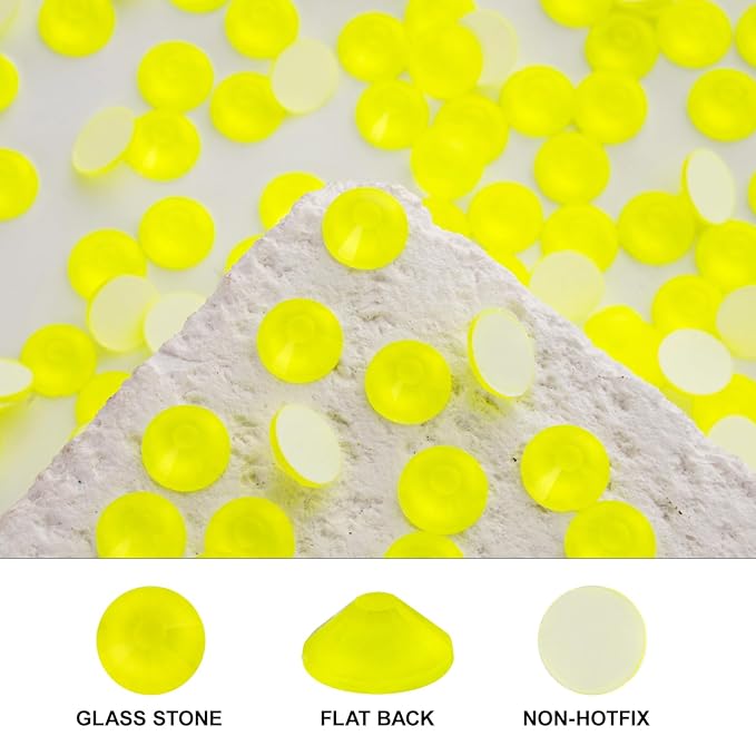 Novani 3000 Pieces Flatback Rhinestones Glass Round Gems Neon-Yellow Crystals for Nail Art DIY Crafts Clothes Shoes,SS8,2.3-2.5mm