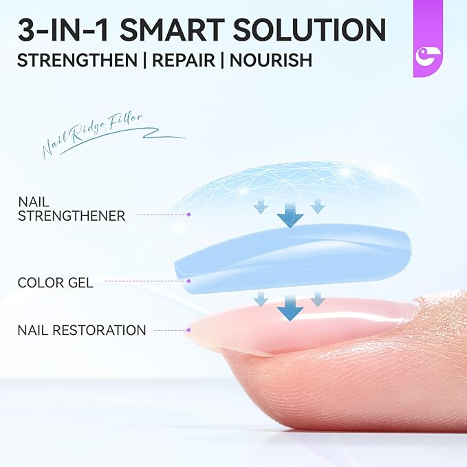 Nail Polish Strengthener and Growth: Blue Gelike EC 6 in 1 Natural Hardener - Long Lasting Nail Polish Hardener Extra Strong and Growth for Daily Work Home Salon