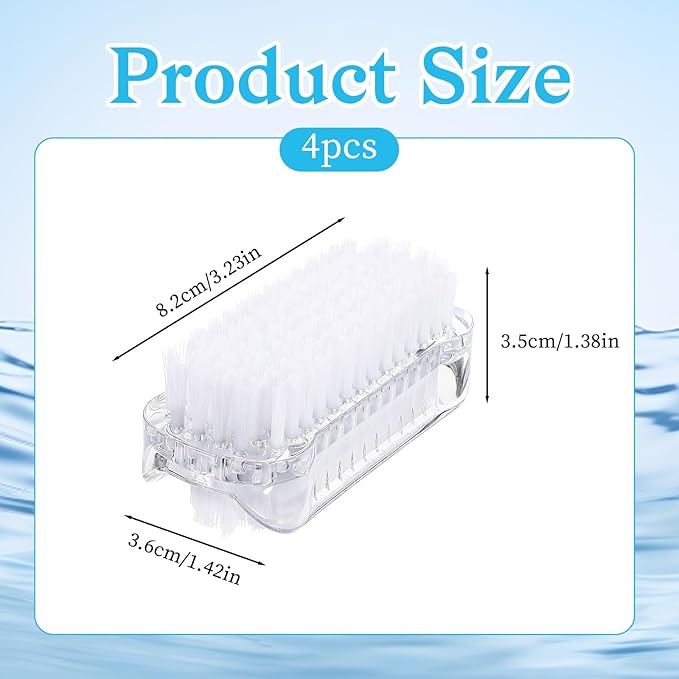4 PCS Nail Brush for Cleaning Fingernails Two Sided Hand Fingernail Scrub Brushes Soft Stiff Bristles Scrubber Nails Toes Cleaning Brush for Men Women Hand and Under Nails