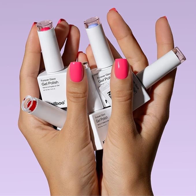 Nailboo Gel Nail Polish Kit with UV Nail Lamp - 6 Forever Glaze Gel Polishes, Acetone, Electric Soak Off Remover, Base & Topcoats, 3 Nail Files, Cuticle Oil, Salon Quality, Long Lasting Results