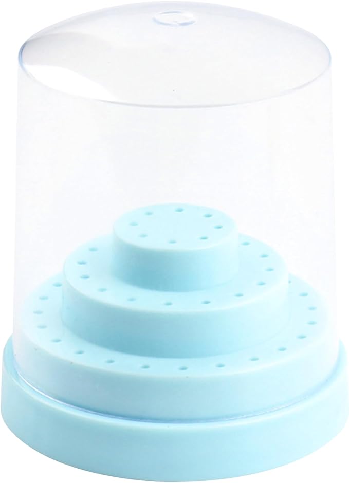 Nail Soaking Tray Box Cleaner Pot for Scissors Tweezers Nail Art Tools Manicure Soaking Tray Clean Box (Drill Bits Organizer -Blue)