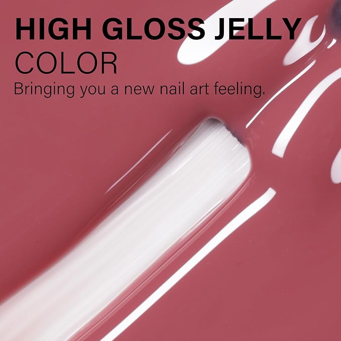 AILLSA Crystal Rose Nude Gel Polish Soft Red Jelly Gels Nail Polish Nude Pink Translucent Nail Polish Neutral Color Soak Off U V Sheer Gel Nails for Nail Salon at Home 0.51 Fl Oz