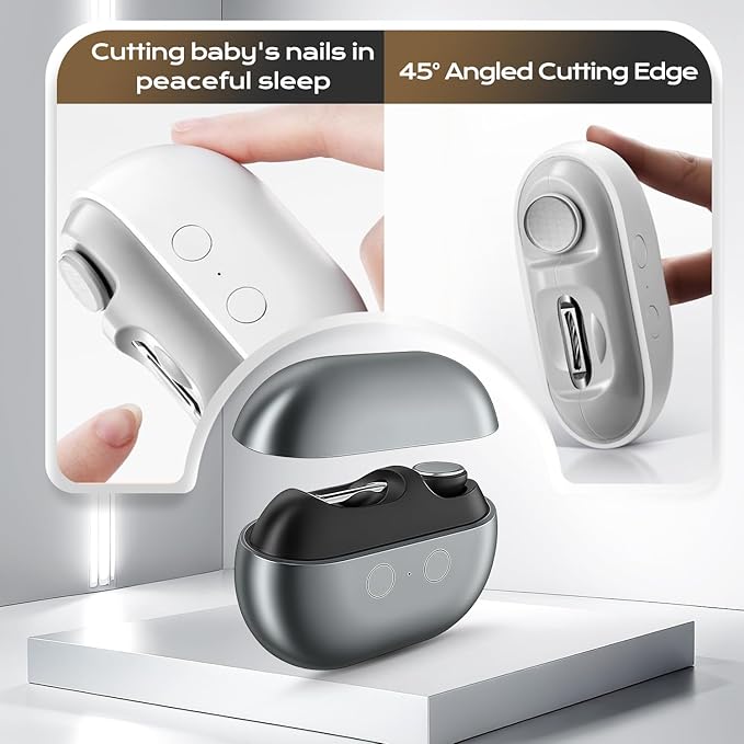 2 in 1 Electric Nail Clippers for Seniors, 2025 New Electric Polishing Automatic Nail Clippers, Electric Nail Trimmer for Fingers and Toes with 2 Adjustable Speeds for Senior Adults (White*2)