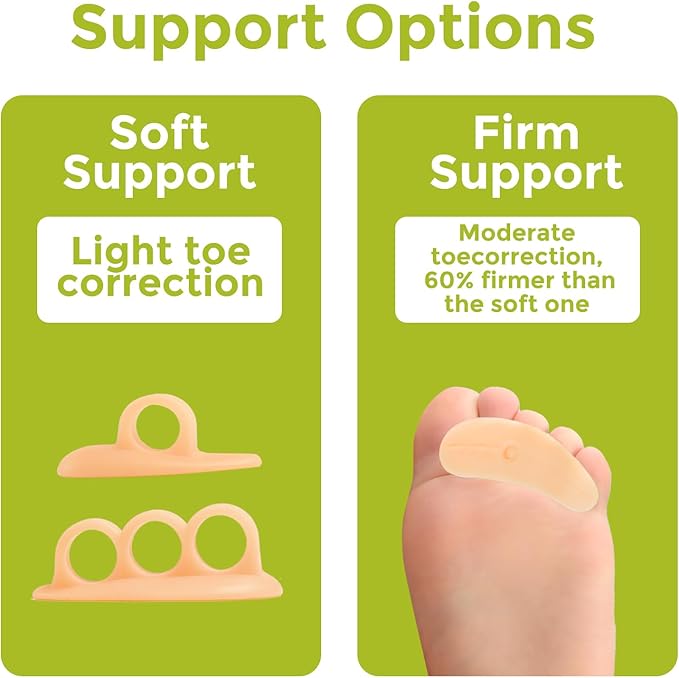 Bukihome Hammertoe Corrector Gel Toe Straighteners - 12 pcs Support Crest for Women & Men - Realign Bent, Crooked, Curled, Claw, Hammer Toes - Beige,Multi-Size