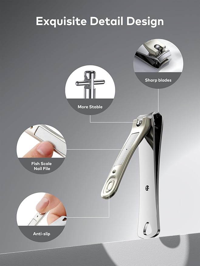 llano Nail Clippers, 3PCS Nail Clipper Set with Fingernail Clippers, Slant Nail Clippers, Professional Nail Clippers for Men and Women, Premium German Steel Nail Cutter with Leather Case
