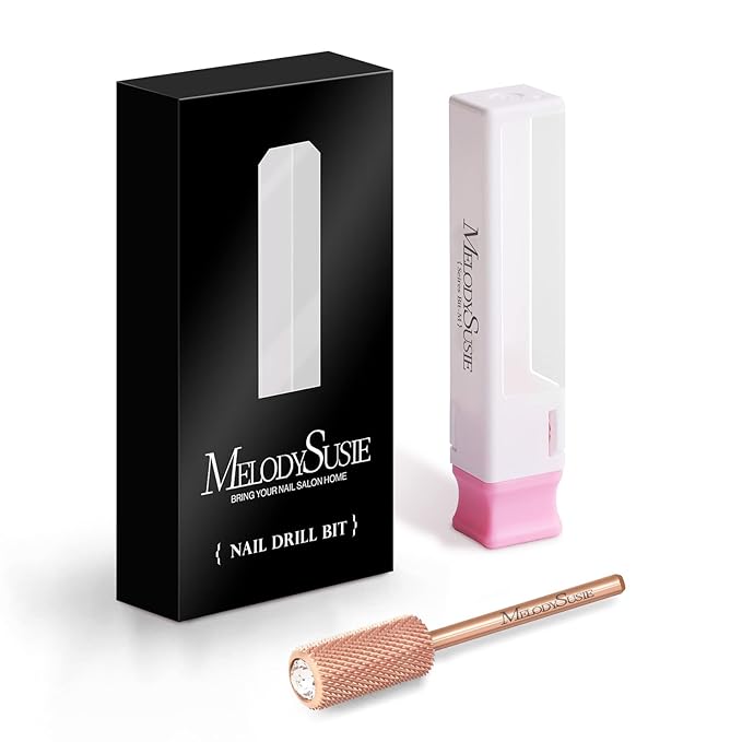 MelodySusie Crystal Top Nail Drill Bits, 3/32'' Large Barrel Carbide Bits, Suitable for Manicure Pedicure Cuticle Gel Polishing, Beginners Bits, Rose Gold, Series Bit-S, Medium