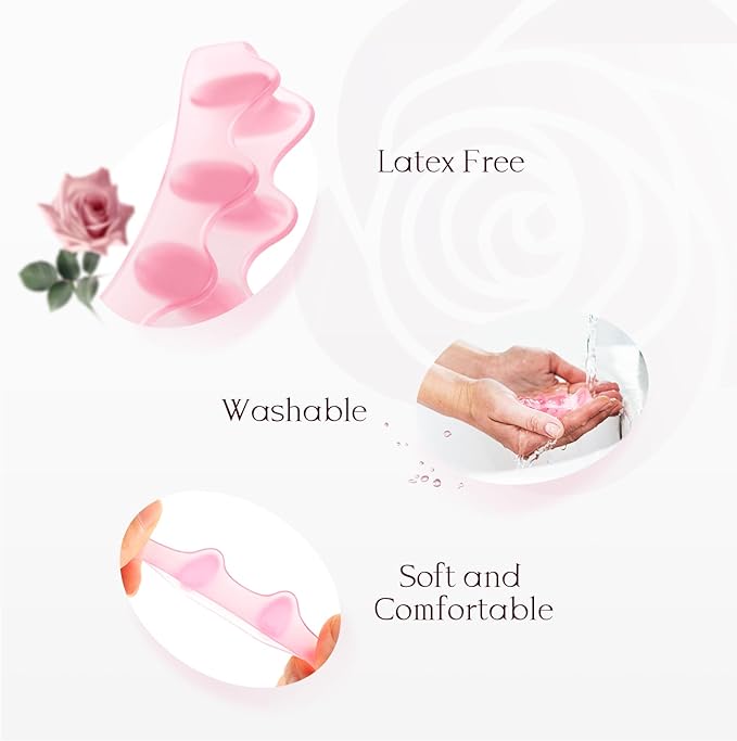 Welnove Toe Separators Spacers for Women - Toe Spreaders with Rose Extract, Toe Straightener for Women Men - Toe Stretcher for Walking, Running & Yoga Practice - Rose, 4 Pack
