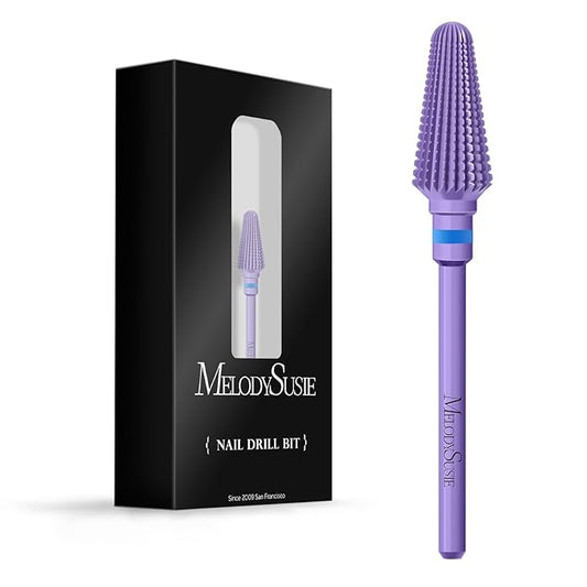 MelodySusie Professional Tornado 3/32'' Nail Drill Bits, Carbide Tungsten Multi-function Bits, Suitable for Manicure Pedicure Cuticle Gel Polishing, Salon Bits, Series Bit-X, Purple, Medium
