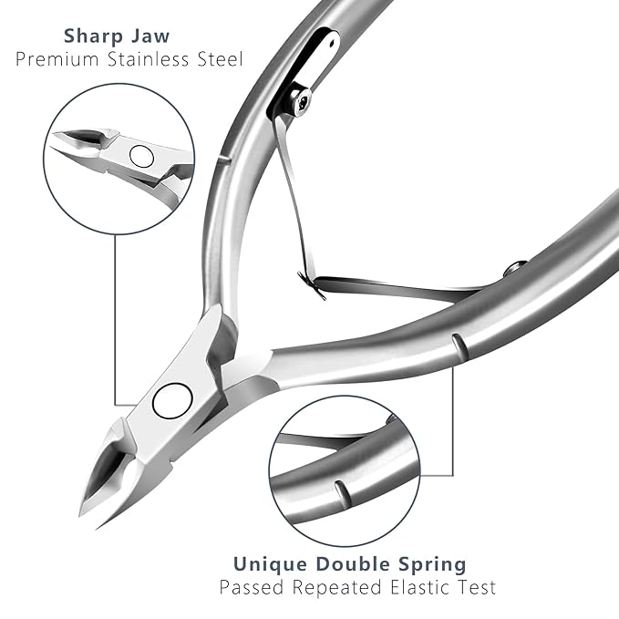 Cuticle Trimmer with Cuticle Pusher and Scissors, Cuticle Remover Professional Durable Pedicure Manicure Tools, Stainless Steel Cuticle Nipper Cutter Clipper for Fingernails and Toenails (Silver)