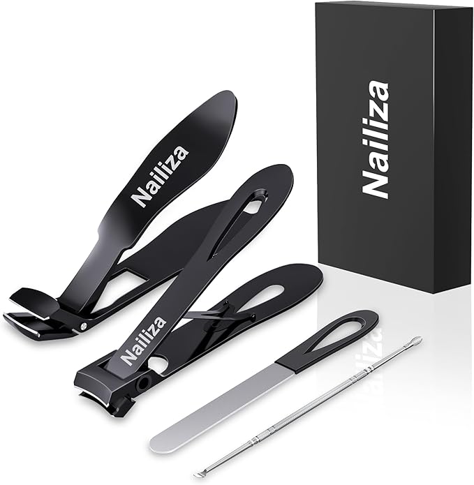 Nail Clippers for Seniors Thick Nails, Angled Head & Long Handled Toenail Clippers for Thick Toenails, Edgy Wide Jaw Toe Nail Clippers Cutter, Heavy Duty Professional Fingernail Clipper for Men Women