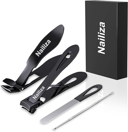 Nail Clippers for Seniors Thick Nails, Angled Head & Long Handled Toenail Clippers for Thick Toenails, Edgy Wide Jaw Toe Nail Clippers Cutter, Heavy Duty Professional Fingernail Clipper for Men Women