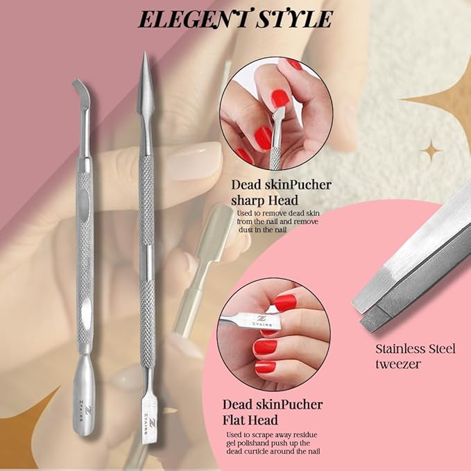 Manicure Pedicure Set - 10-in-1 Stainless Steel Grooming Kit, Personal Care Tools, Nail Nipper, Cuticle Cutter, Scissors, Tweezers, Blackhead Remover, Nail File & Case (Black)