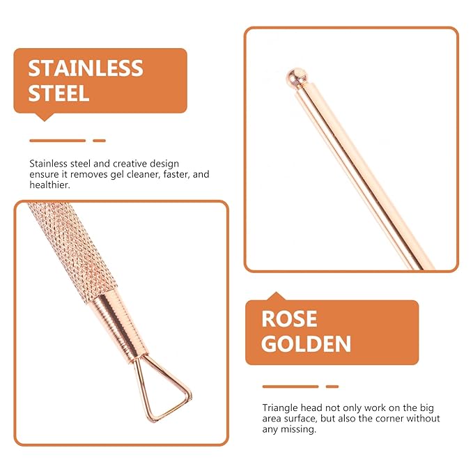 4 Pcs Stainless Steel Cuticle Pusher Gel Remover Tool Nail Art Gel Nails Gel Triangle Cuticle Pusher Polish Remover Tool Stainless Steel Nail Gel Remover Peeled Peeler Lip Gloss