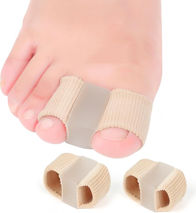 FOYOLO Gel Toe Separators Bunion Corrector with 2 Loops be Made of Elastic Fabric Material 2PCS Toe Corrector for Big Toes, Toe Spacers Suitable for Hallux valgus, Foot Pain,Corns (L)
