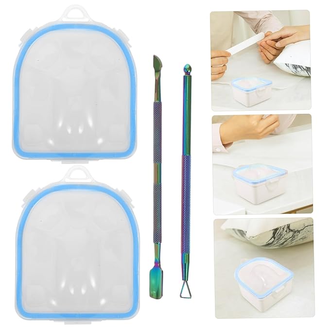 Manicure Soak Bowl Set Durable Hand Soaking Bowls for Nail Art Dead Skin Softening and Home Diy Manicure Blue Nail Care Kit