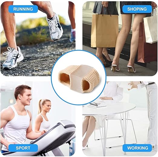 Toe Separator Sleeves, 2 Pairs Soft Breathable Big Toe Corrector with Gel Toe Spacer Cushion, Hammer Toe Overlapping Toes Straightener Sleeves for Big Toe Alignment Bunion Foot Pain Relief (L)