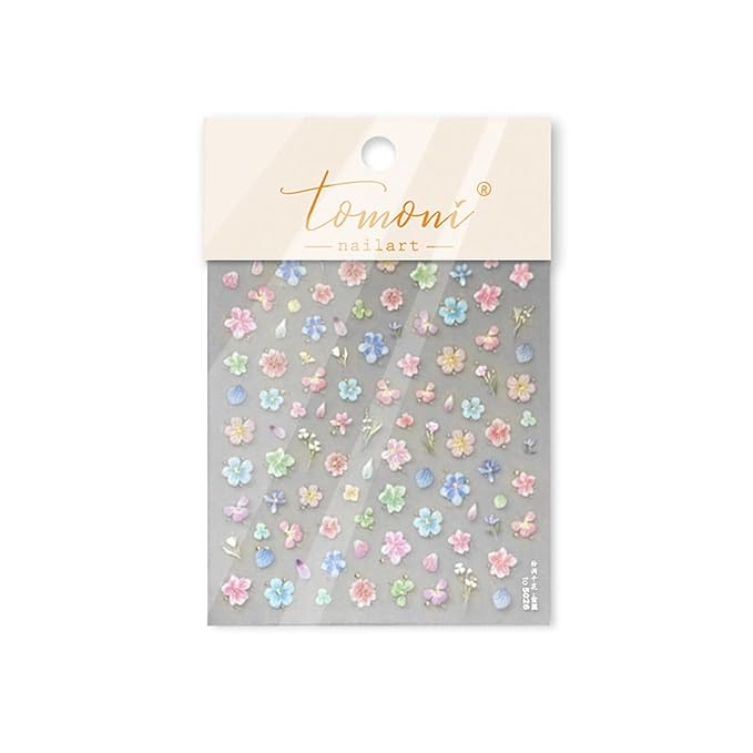 Dried Flower Nail Art Stickers Colorful Flowers Nail Decals for Acrylic Nails 3D Self Adhesive Glitter Designs Nail Sticker Cute Floral Nail Decal Spring Summer Manicure Supplies for Women DIY Decor