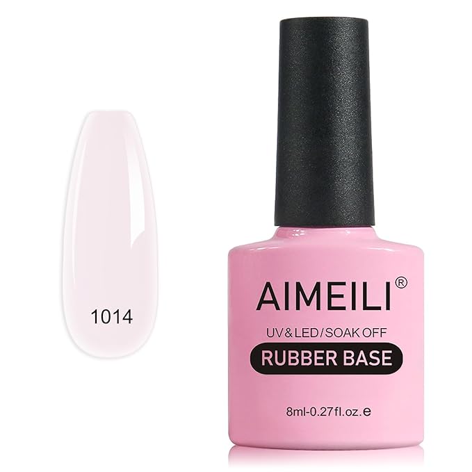 AIMEILI Rubber Base Gel Nail Polish, Hema Free, Cruelty Free, Vegan, Builder Nail Gel Base Coat Soak Off Nail Art Design - RB1014 8ml