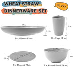 Wheat Straw Dinnerware Sets, Plates and Bowls Sets, Unbreakable Reusable Plates - Image 2