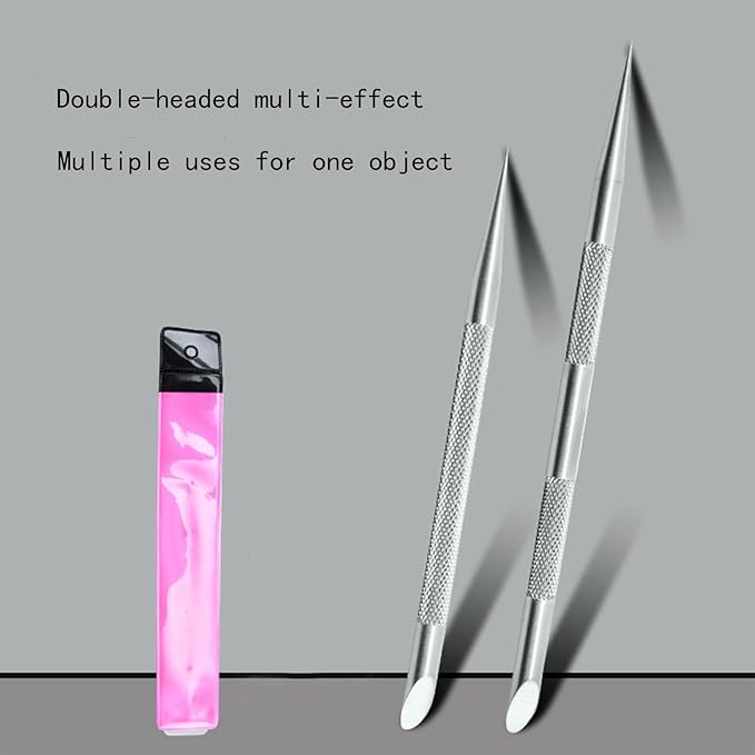 4 Pcs Nail Cleaning Cuticle Stick， Stainless Steel Cuticle Pusher Tool， Remover Dead Skin Polish Peeler Cutter，Professional Pedicure Nail Art Care Portable Nails Cleaner for Fingernails Manicure