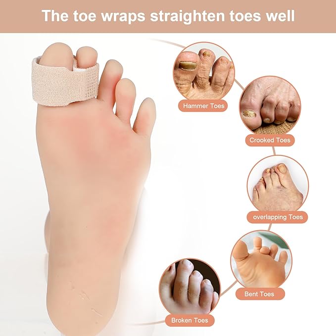 15 Pack Hammer Toe Straightener, Fabric Hammer Toe Corrector for Women & Men Reusable Fabric Buddy Toes Wraps Bandages Protectors for Bent, Curled, Crooked, Claw, Hammers Toes
