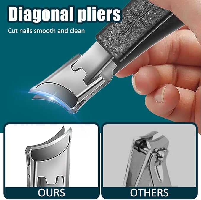 Wide Jaw Opening Anti-Splash Slanted Nail Clipper, 2025 New Curved Toenail Clippers for Thick Toenails, Ingrown Nail Clippers Wide Jaw Slanted Toenail Clippers for Women and Men (B-Orange)
