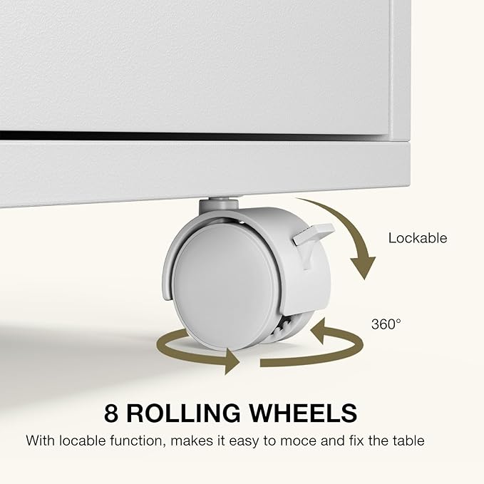 Paddie Manicure Table Nail Table with LED Light, Glass Shelf Door Nail Desk with Dust Collector & Wrist Cushion, Nail Salon Station with 2 Drawers & Cabinet for Technician Workstation(White-New)