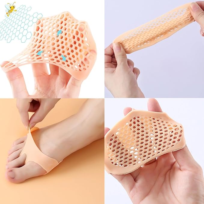 3 Pack Metatarsal Pads for Women and Men, Gel Toe Pads Cushions Forefoot Insoles, Ball of Foot Protect Mortons Neuroma Callus Foot Pain Relief Bunion Silicone Inserts (White, One Size fit All)